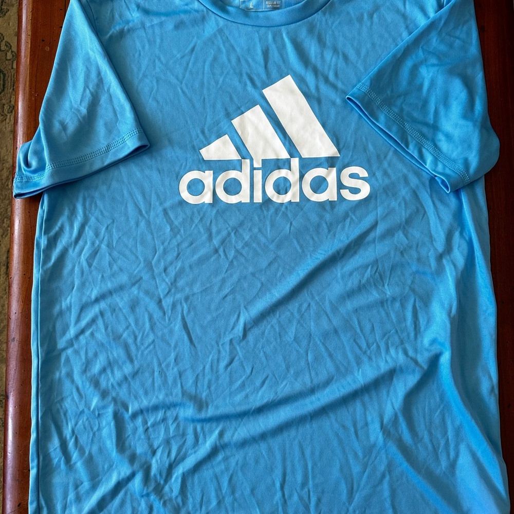 Adidas Boys L 14/16 Sky Blue Tee